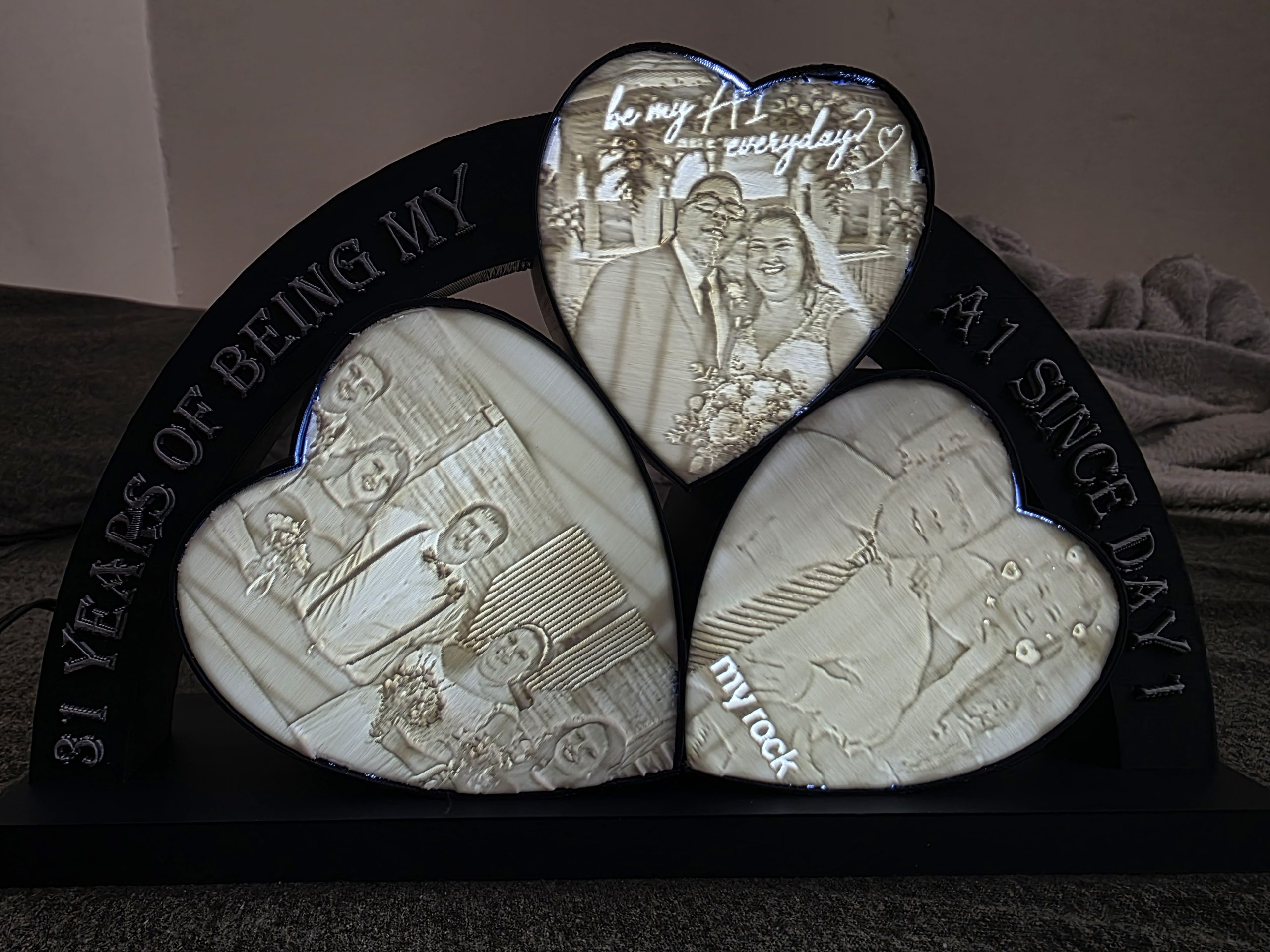 Triple Heart Lithophane Frame - Image 2